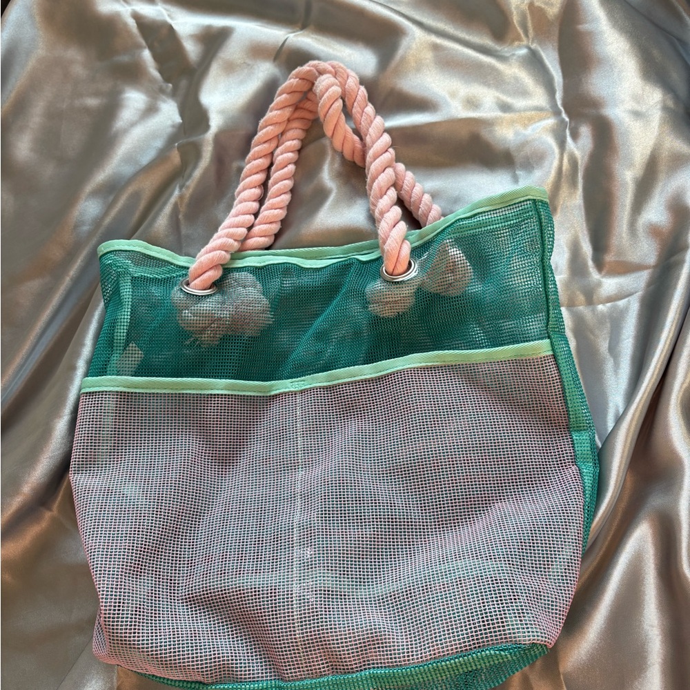 Target Green and Pink Tote Bag with Braided Handle